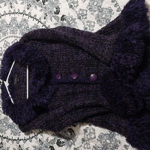 Collection Dressbarn Purple fuzzy cardigan, size L NWOT